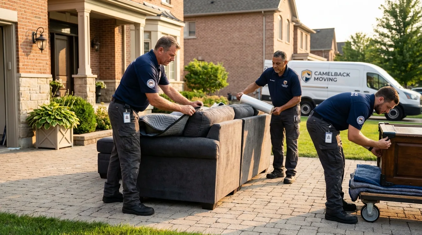 Large estate moving crew wrapping furniture in Brookneal, VA