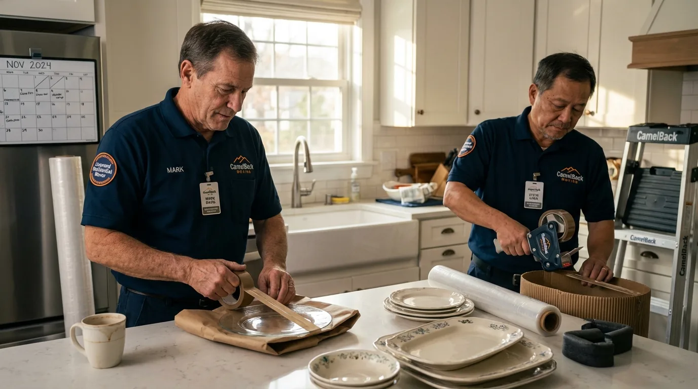 Professional crew packing kitchen dishware in Brookneal, VA